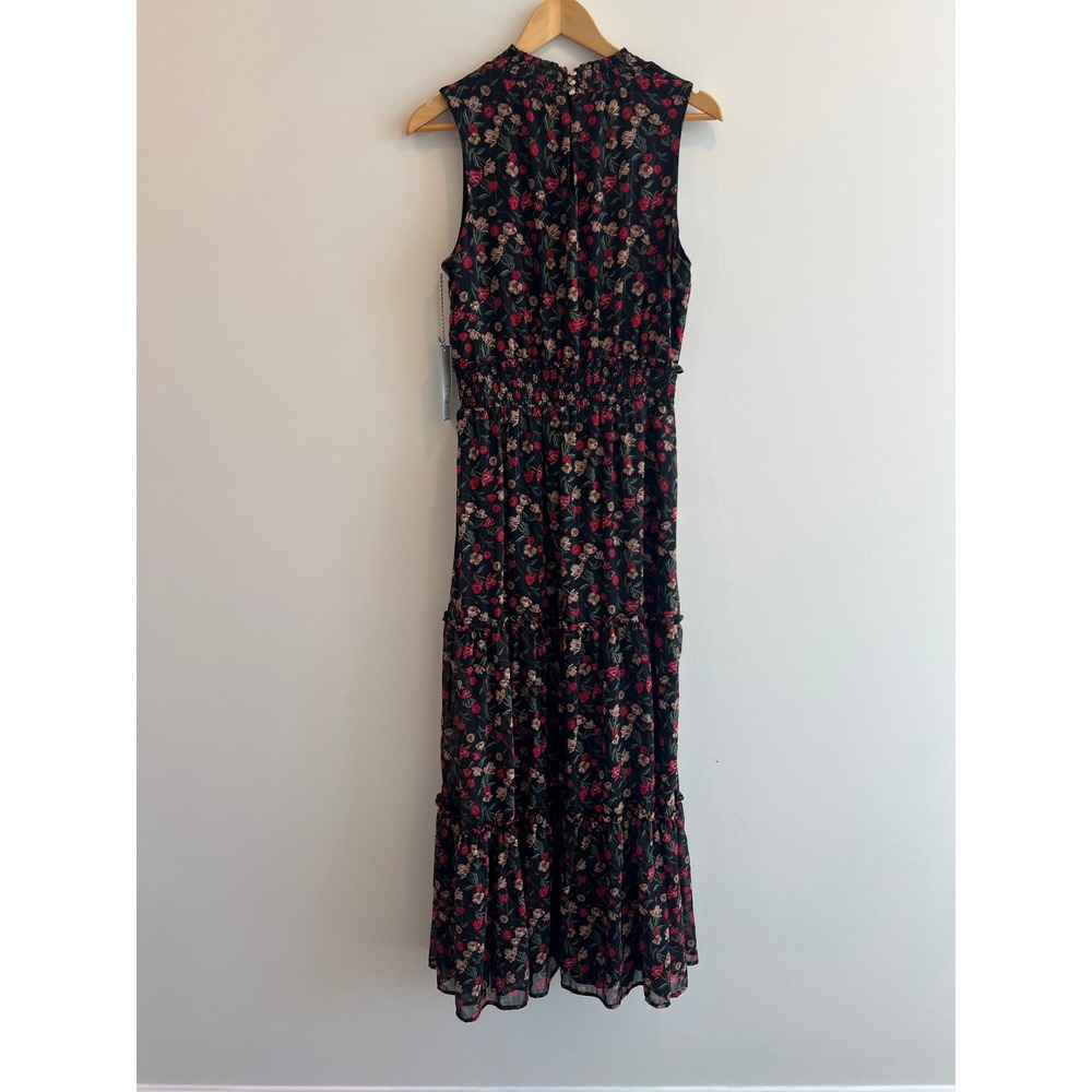NWT Draper James RSVP Lurex Maxi Dress Womens‎ M Black Floral Metallic Tiered - Picture 9 of 10